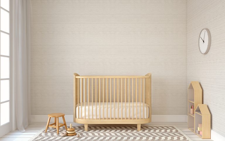 Interior of nursery in scandinavic style.