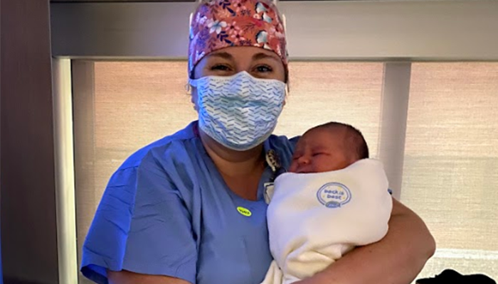 The Mother Baby Center nurse Allison with baby Allison.