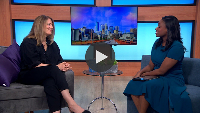 Kare 11 talk show, Dr. Rachel Pilliod sit on a chair ready to be interview