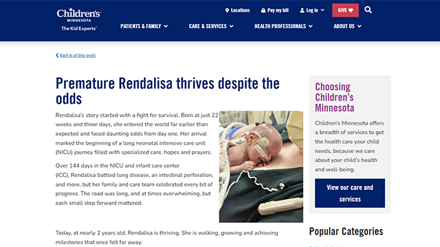 Premature Rendalisa thrives despite the odds