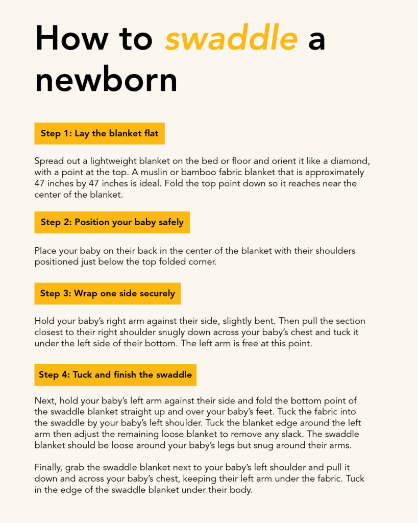 Step by step for how to swaddle a baby