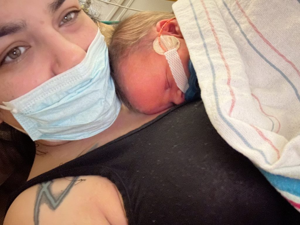Stephanie and Owen in the hospital